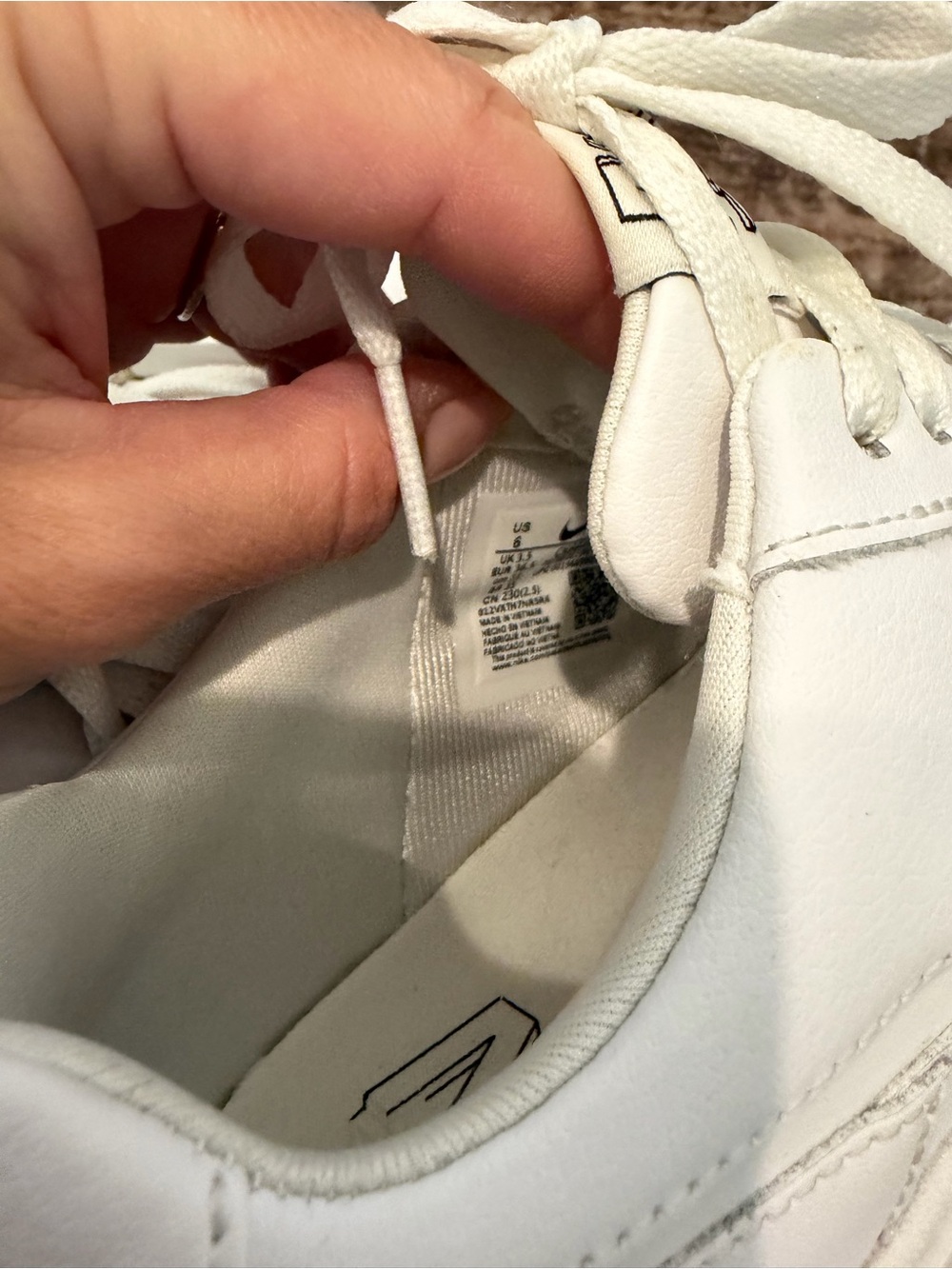 White Women's Leather Sneakers - Classic Low-Top Style - Picture 12 of 16